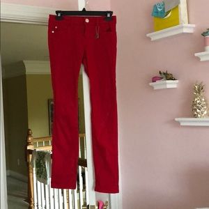 Red skinny jeans